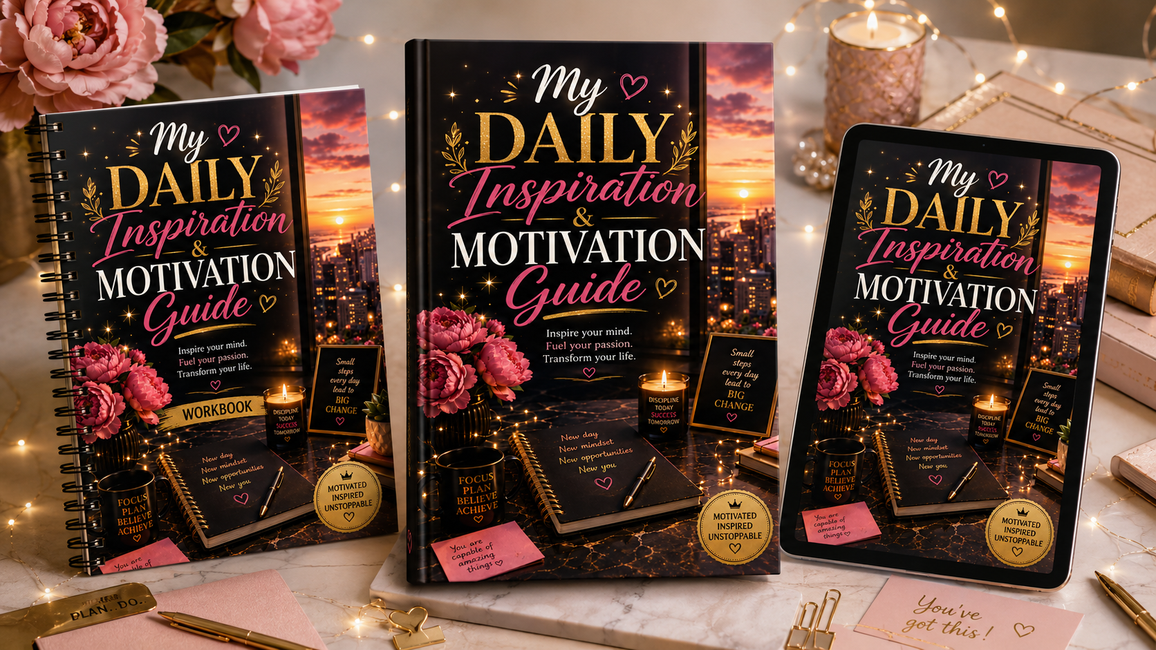 Printed guide, workbook and tablet edition of the motivation guide